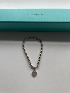 Tiffany & Co. Silver Heart Tag Bead Bracelet